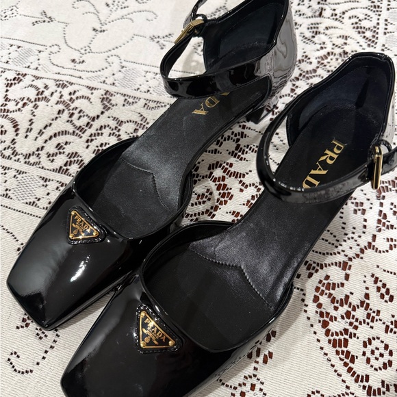 Authentic PRADA Modellerie Black Patent Leather Block Heel EU 37.5 US 7.5 - Picture 11 of 16